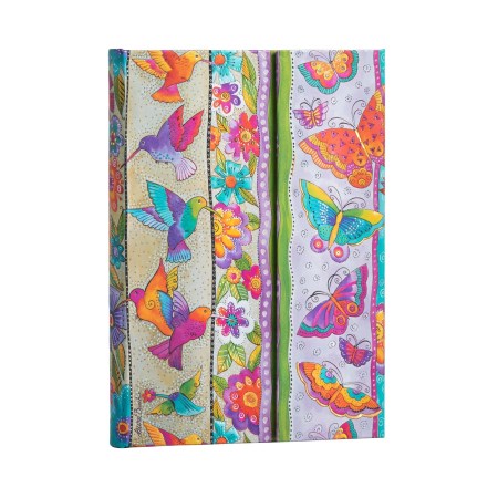 Hummingbirds & Flutterbyes Midi Lined Hardcover Journal (Wrap Closure)