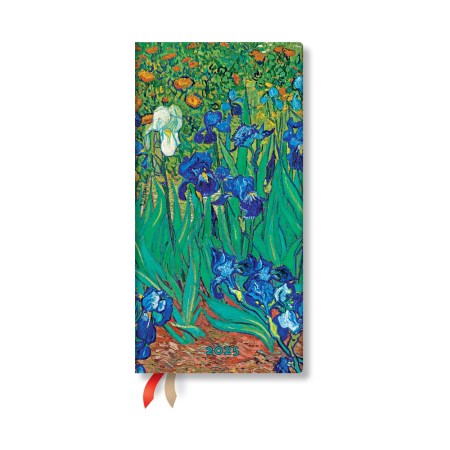 Van Gogh’s Irises Slim 12-month Horizontal Hardback Dayplanner 2025 (Elastic Band Closure)
