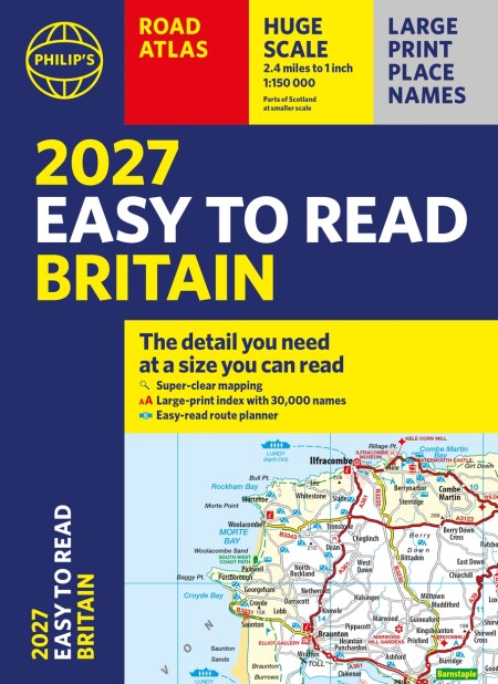 2027 Philip’s Easy to Read Road Atlas of Britain (A4 Paperback)