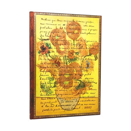 2027 Van Gogh, Sunflowers (Embellished Manuscripts Collection) Grande 12-Month Hardcover Dayplanner (Elastic Band Closure) Vertical
